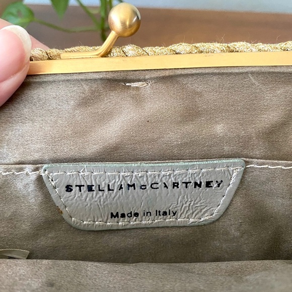 ♦️SOLD♦️ Stella McCartney Minaudière Wheat Gold Tan Crochet Kiss-Lock Clutch - Picture 10 of 17